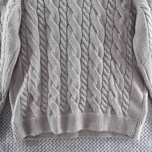 Express Sweater Womens Large Oatmeal Chunky Cable Knit Tunic Length Turtle Neck - Picture 7 of 11